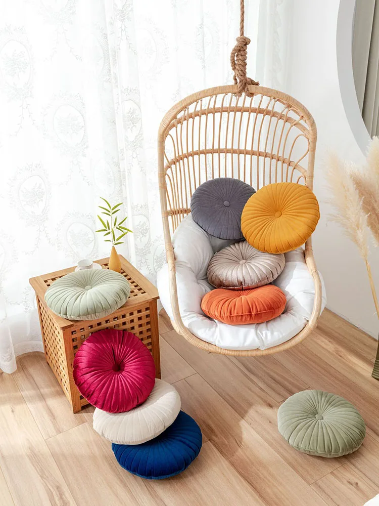 

40cm Throw Pillow for Couch Decorative 3D Pumpkin Vehicle Wheel Round Velvet Cushion for Sofa Bed Floor Office Chair Cushions