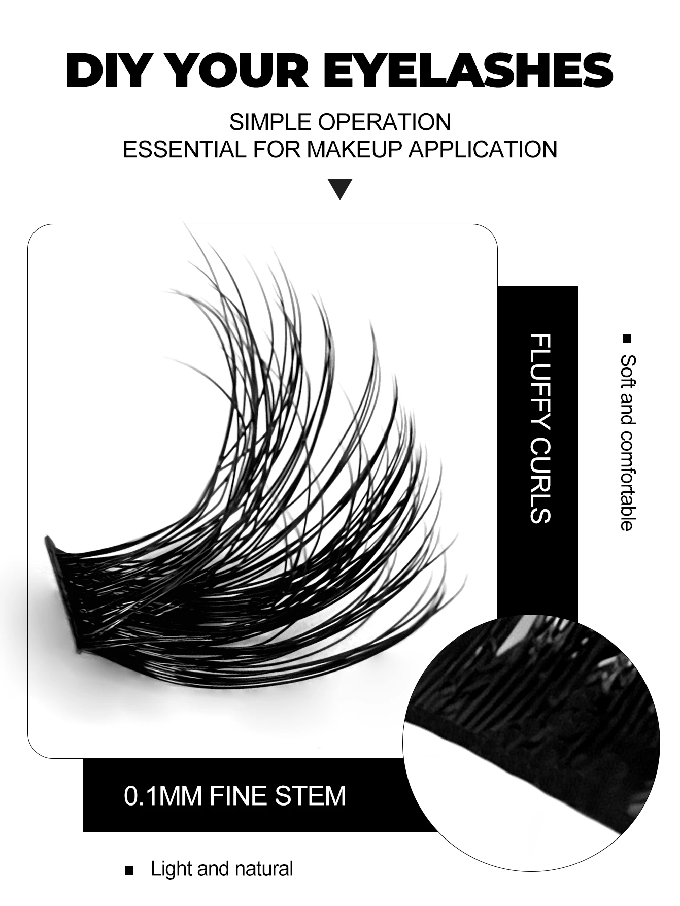 GROINNEYA DIY Lash Extension Mix Styles Lash Clusters Individual Lashes Extensions Clusters DIY Makeup False Eyelashes