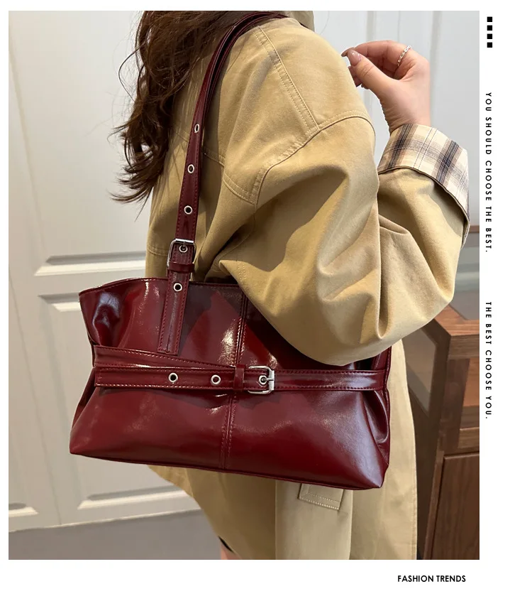 Large Capacity Women’s Shoulder Bag Tote Commuter Bag Simple Vintage Cross-Border New Style Bag Versatile Sensation 2025