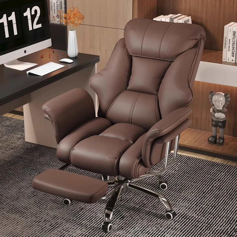 

Luxury Ergonomic Gaming Chair Comfortable Feet Support Study Brown Office Chair Modern Relax Chaise De Bureaux Office Furniture