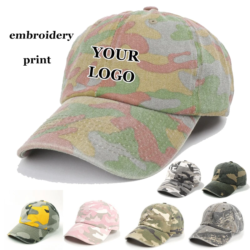 Casquette baseball camouflage jungle coton broderie logo personnalisée unisexe outdoor