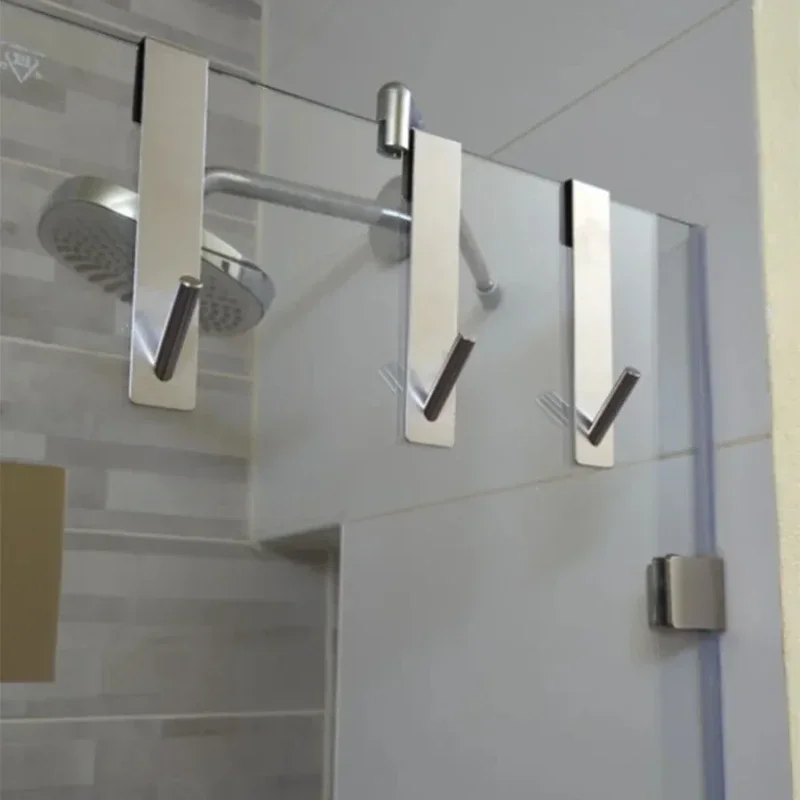 S-Shape Bathroom Bathrobe Hanger Holder Hooks Stainless Steel Over Glass Door Shower Door Back Shower Towel Rack Bathroom Hooks Multifunctional Hooks Towel Holder Shower Towel Rack