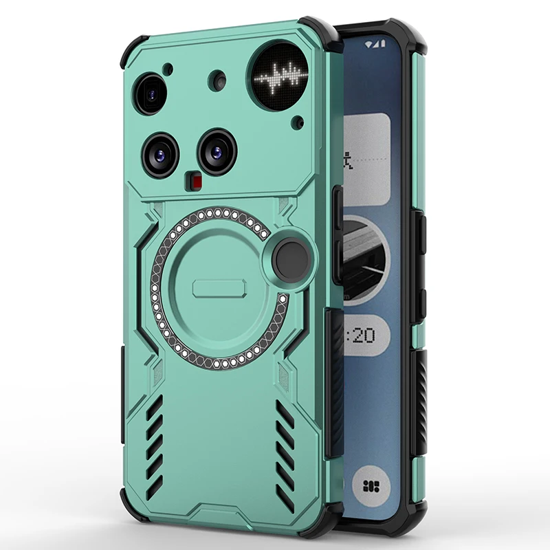 Mecha Heat Dissipation Phone Case with Air Cushion Anti-Drop Protection & Magnetic Grip