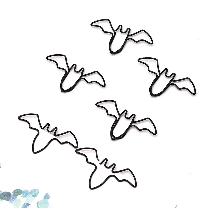 Paper clips Plastic-coated Thread Black Bat Paper Clip Metal Paper Clips Cool Office Stationery Supplies File Classification Paperclip