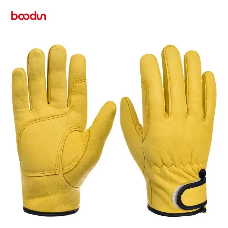 Premium Cowhide Leather Work Gloves - Durable Safety Protection for Garden, Sports, and Motorcycle Use