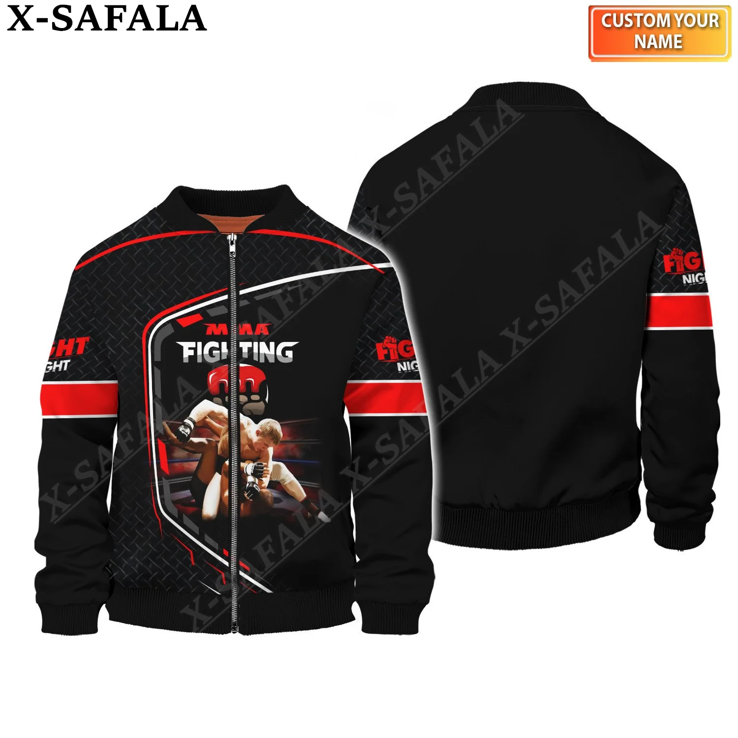 

Taekwondo Karate Fighting Martial Art Boxing 3D Print Mens Thick Bomber Pilot Jacket Streetwear Zipper Coat Top Jumper