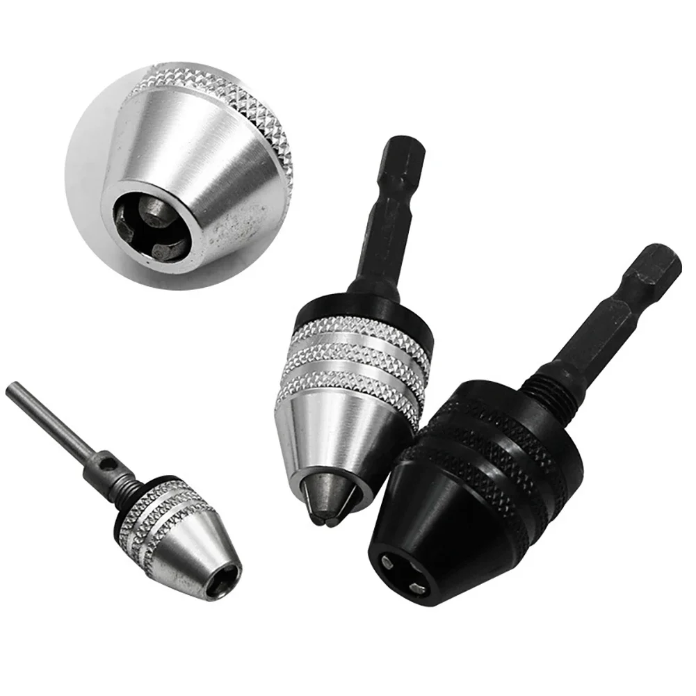미니 키리스 드릴 척 0.3-8mm 자동 조임 전기 드릴 비트 콜릿 고정 공구 1/4 육각 섕크 퀵 체인지 컨버터