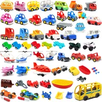 Large Building Blocks Car Model Children's Urban Traffic Accessories Assembled Toy Car Chassis Boat Motorcycle Compatible Duploe 1