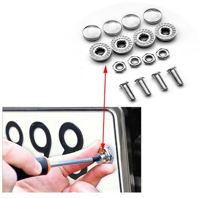 4Pcs/Set Chrome Anti-theft Screws Car License Plate Bolts Frame