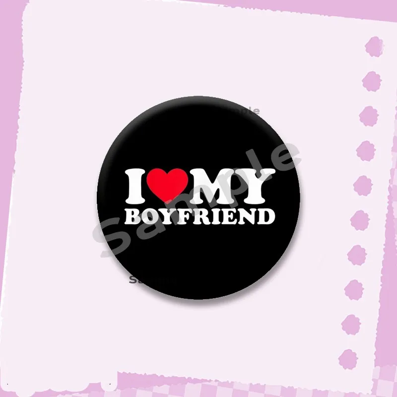 Kreative I Love My GF/BF Soft Button Pins Kunststoff Snap-in Brosche Lustige Herz Zitate Abzeichen Kleidung Tasche Dekor Zubehör Schmuck – Detail 12