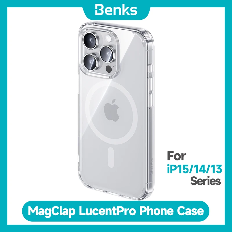 Benks New Magclap Lucent Pro Phone Case for iPhone 15 ProMax Apple 14Pro 13ProMax Transparent Magnetic Protective Case Anti-drop