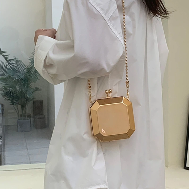 Women's PVC Box Evening Clutch Crossbody Bag Girls Mini Shoulder Bags Handbag