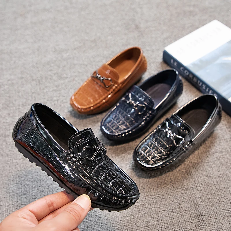 Boys Moccasin Shoes Kids Leather Shoes for Party Wedding Shows