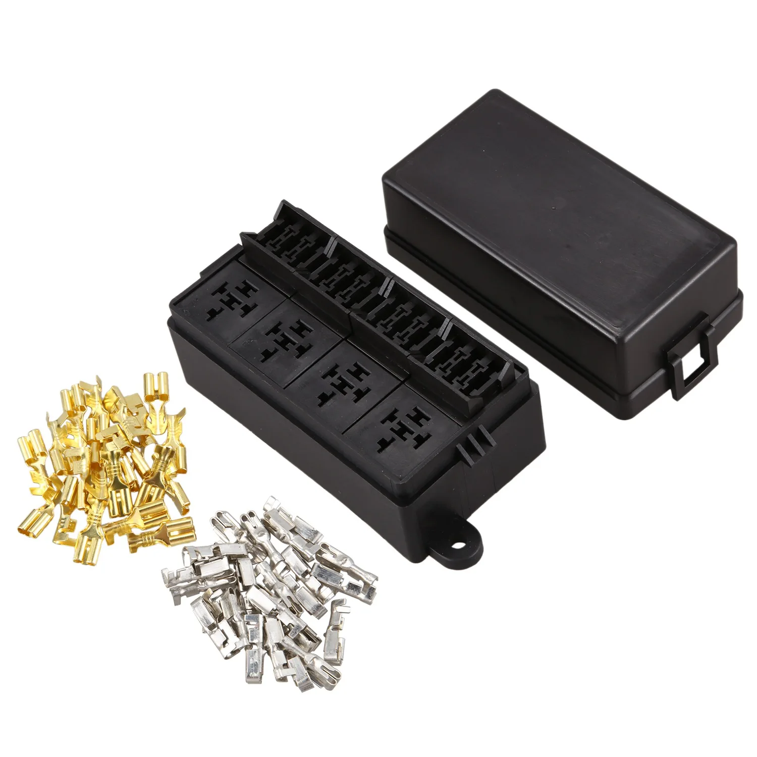 

12 Way Blade Fuse Holder Box with Spade Terminals for Car Truck Trailer and Boat