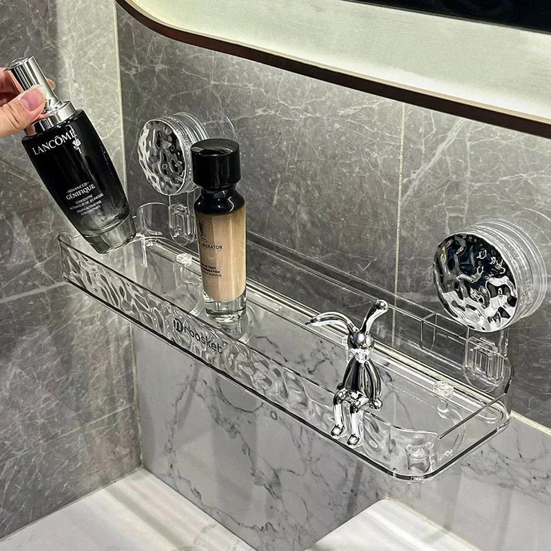 Light Luxury Bathroom Shelf Suction Cup Shampoo Shower Rack Punch-Free Storage Organizer Holder Bathroom Accessories 5