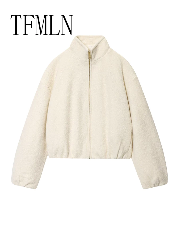 TFMLN Women Fashion Fleece Jacket 2025 New Autumn Winter Thickened Full Sleeve Stand Collar Zipper Coats Lady Outerwear Warm A
