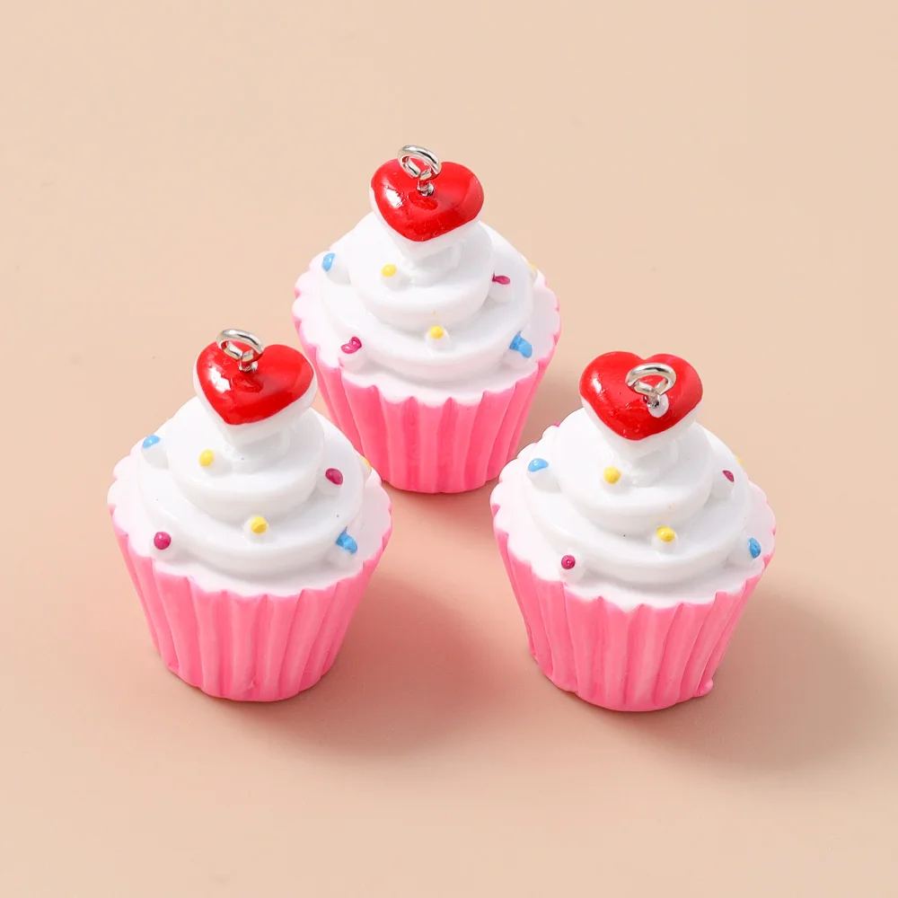Leslie 5 Stück 3D-Cartoon-Geburtstagskuchen-Cup-Kuchen-Charms für baumelnde Ohrringe, Armbänder, Halsketten, handgefertigte Schmuckherstellung, DIY-Anhänger – Detail 10