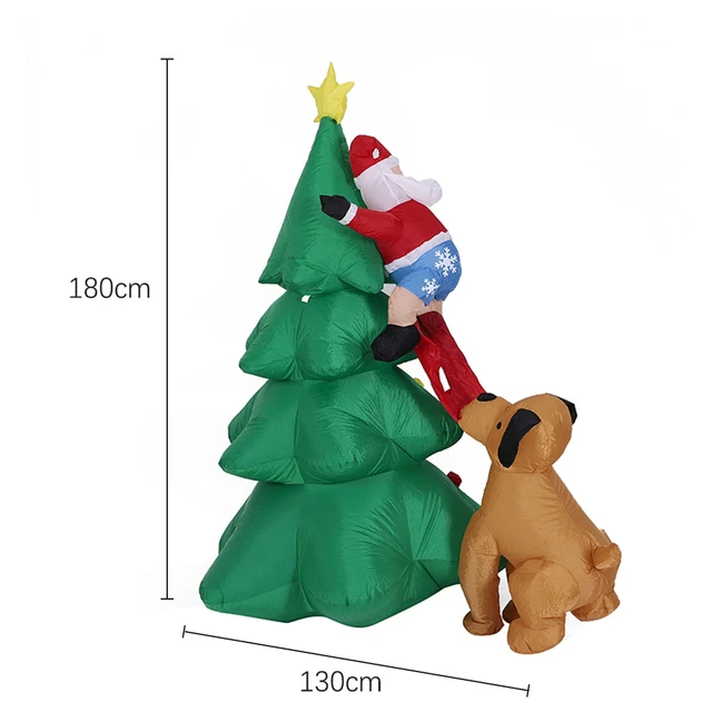 Décoration extérieure d'arbre de Noël gonflable de 180 cm - Arbre  d'escalade de Noël éclairé pourchassé par des lumières LED intégrées de  chien