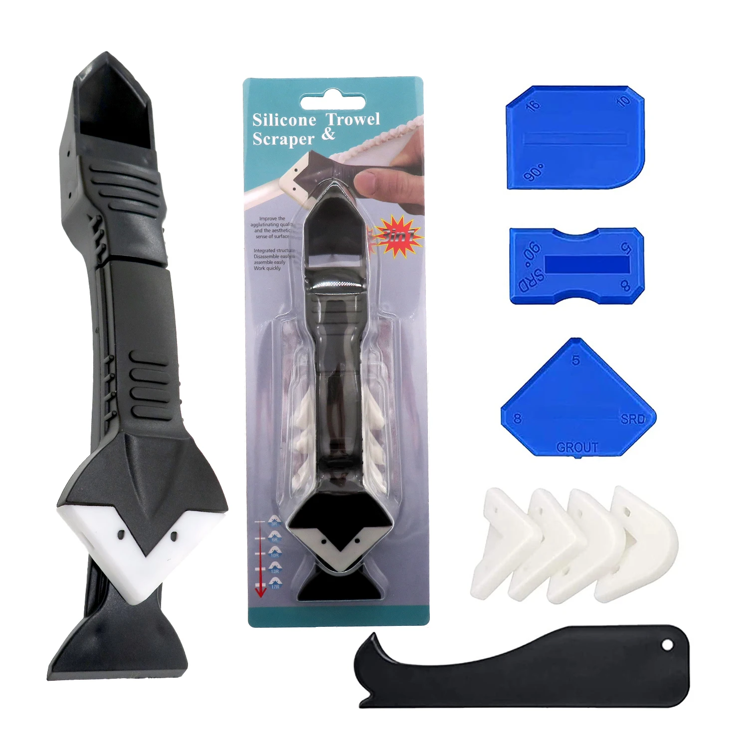 caulking tools sealant tool kit Caulking Tool Caulk Remover&Glass Glue Angle Scraper 3 in 1 Silicone Caulking Tool Kit Caulk Removal