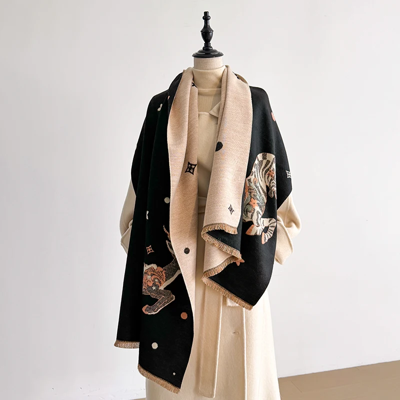 Fashion Faux Cashmere Winter Scarf For Women Vintage Pattern And Tassels Soft Warm Shawl Elegant Wrap Ideal For Winter Styling