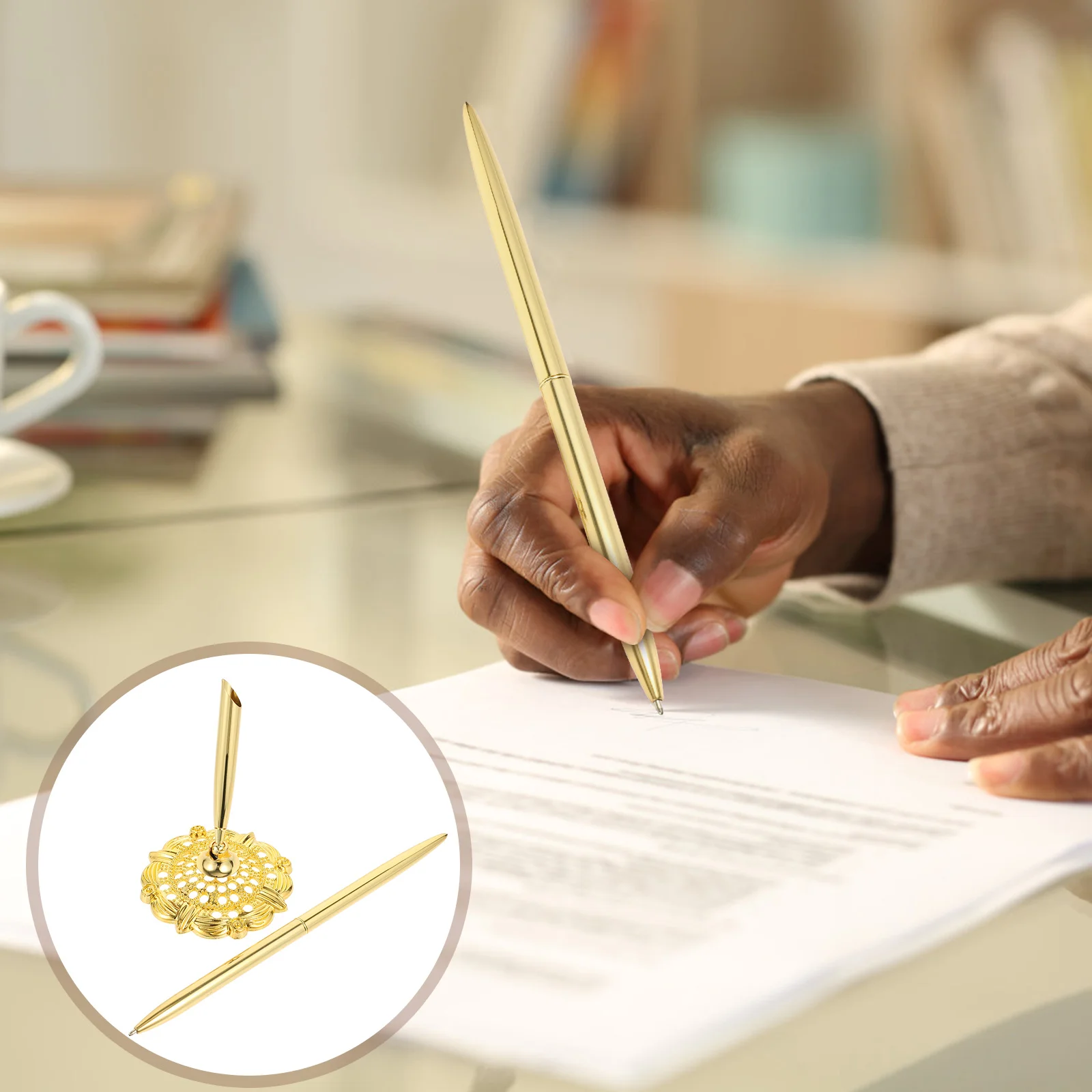 

Metal Desktop Ballpoint Pens Business Writing Pen Hotel Front Reception Sign Pens Office School Stationery