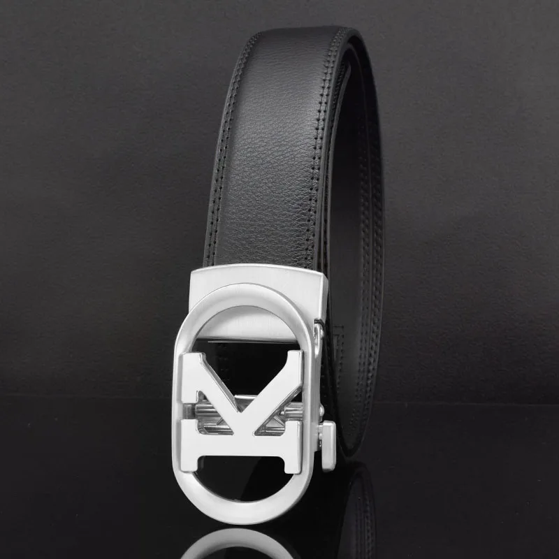 Fashion K-Letter Belt Men's Leather Automatic Buckle White Boys' Fashion  Leisure Designer Belts Men High Quality Ceinture Homme