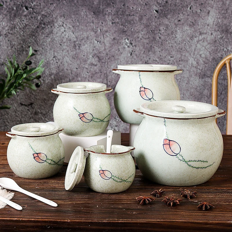 Chinese Ceramic Antique Seasoning Bottle Pot Salt Pot Lard Liquid Pepper High Temperature Oil Tank Kitchen