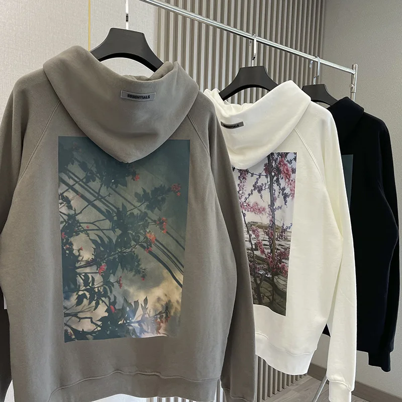 

Men's Hoodies Sweatshirt Back Colorful Flower Pattern 100% Cotton High Quality Hip Hop Unisex Hoodie