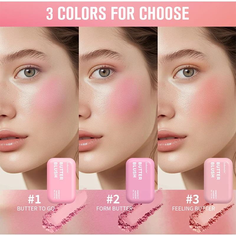 Butter Blush Cream To Enhance The Color Of The Highlights And Matte Rouge Multi-purpose Blush Cream Three Color For Lips Cheeks 3