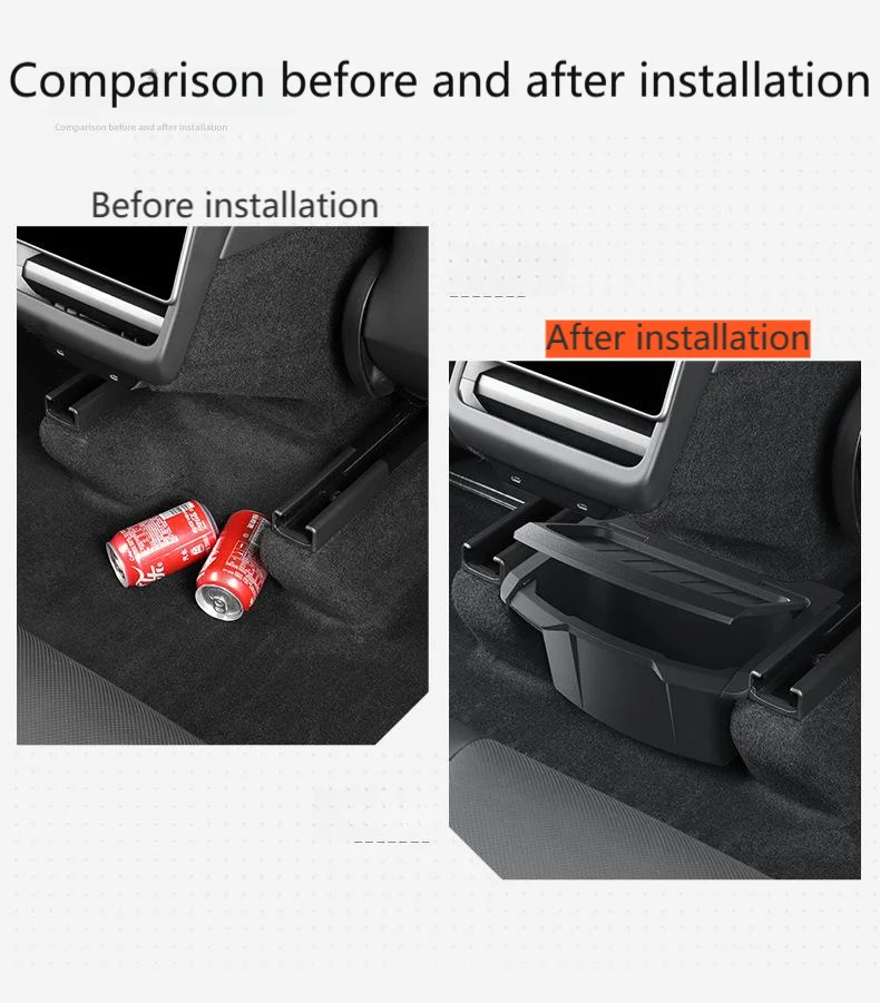 For Tesla Model Y Juniper Rear Seat Storage Box Under Air Vent Storage Case Tras