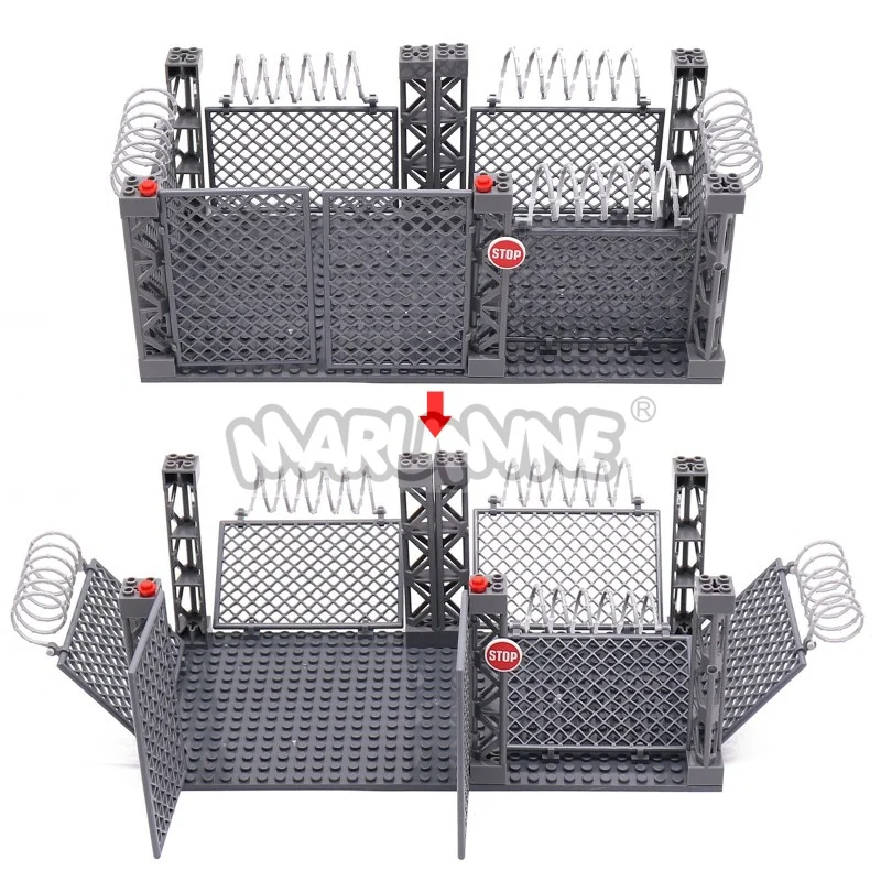 마루미네 소형 입자 MOC 빌딩 블록 군사 액세서리 부품 네트 메쉬 DIY 조립 벽돌 울타리 58827 호환