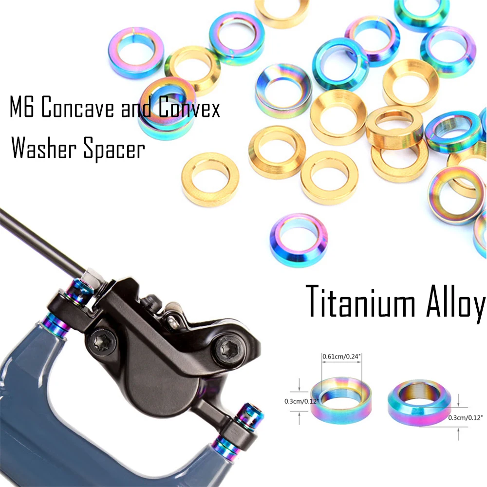 

2pairs Mountain BMX Bike Bicycle Titanium Concave And Convex Washer Spacer For Disc Brake Caliper Group Mounting Bolts