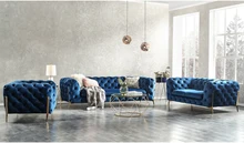  Velvet Sofa Chesterfield Lounge Sofa With Iron Legs In Living Room Lobby 