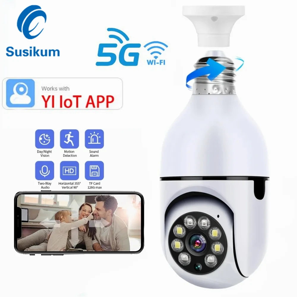 

5G WIFI Bulb Camera Indoor Smart Home 1080P Two Ways Audio Security Protction Wireless Surveillance Cameras