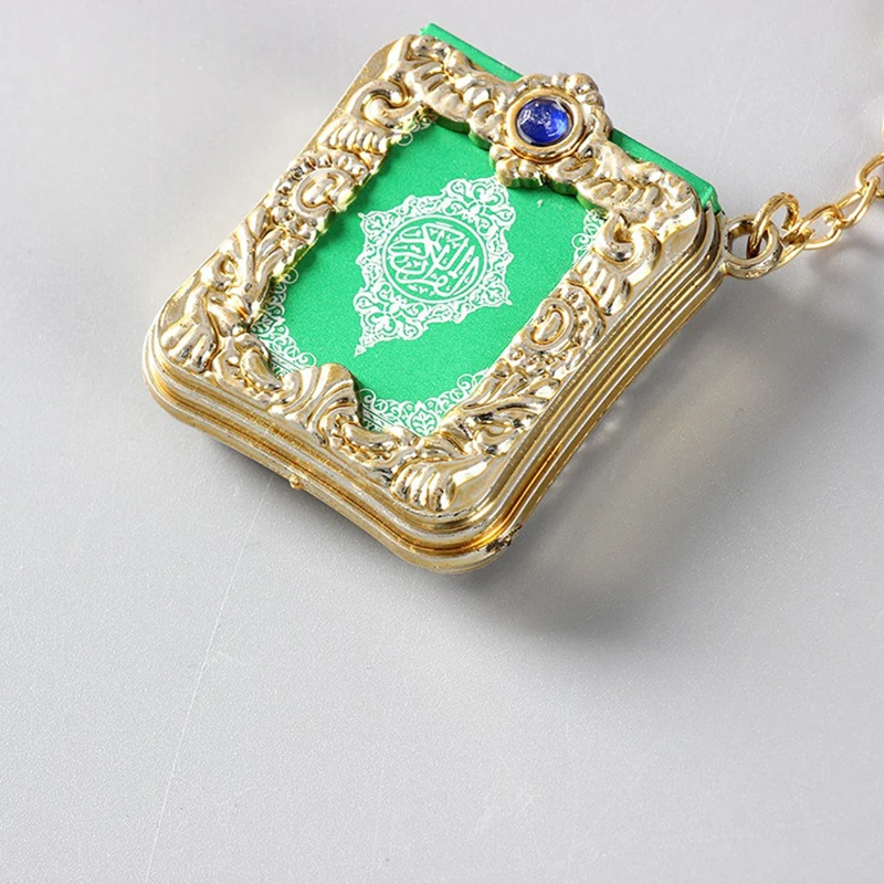 1Pcs Resin Islamic Mini Ark Quran Book Keychain Muslim Real Paper Can Read Pendant Key Ring Keychain Religious Jewelry porte clé