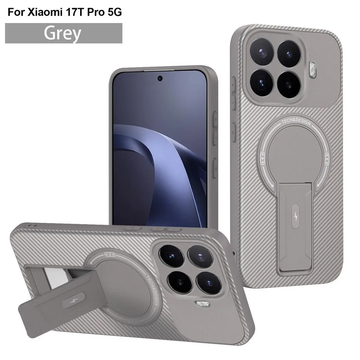 Carbon Fiber Texture Foldable Stand Case with Magsafe Charging & Shockproof Protection