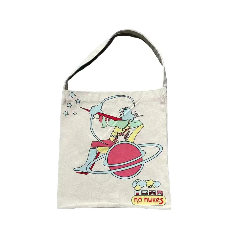 KAPITAL Hirata and Hiroshi Spring Autumn Fashion Retro Travel Canvas Cute Oil Painting Couple Carrying Shoulder Bag