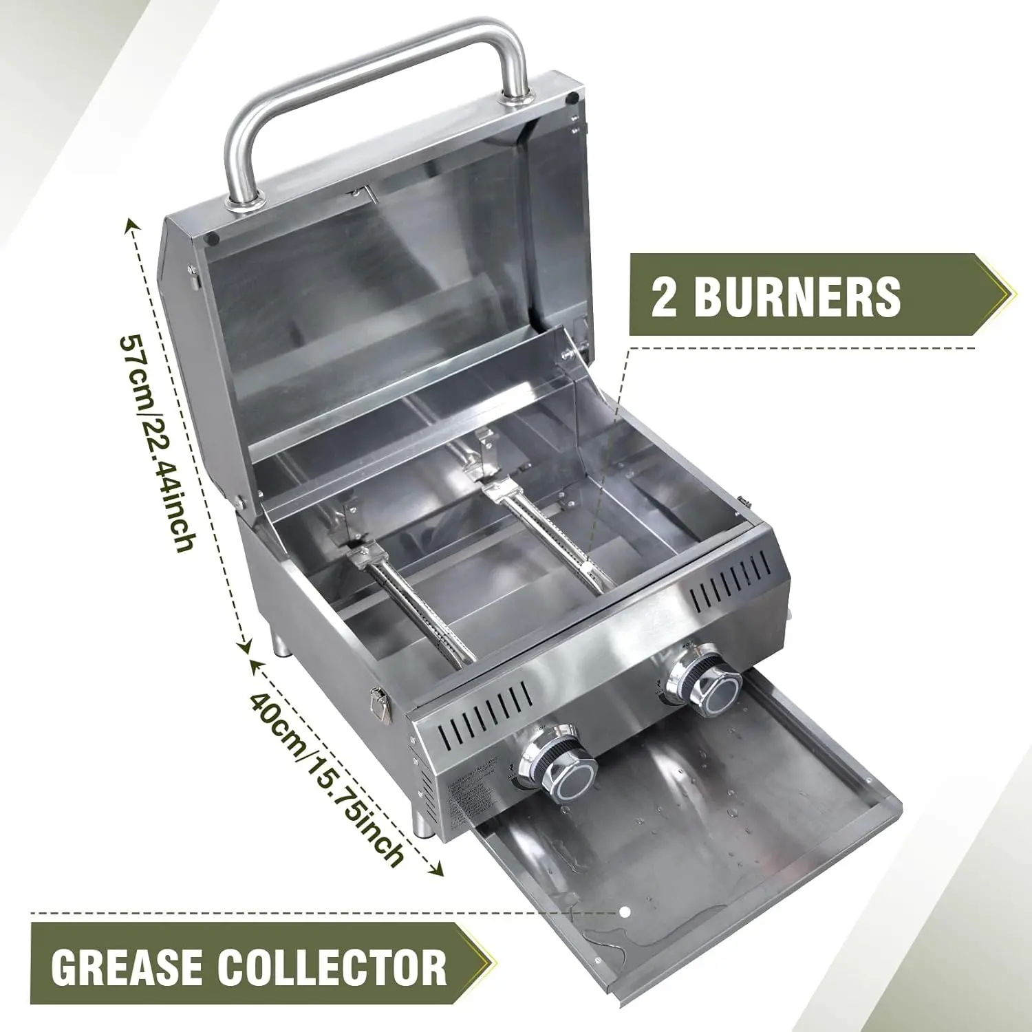 Tabletop Gas Grill 2 Burners, 20,000 BTUs 5