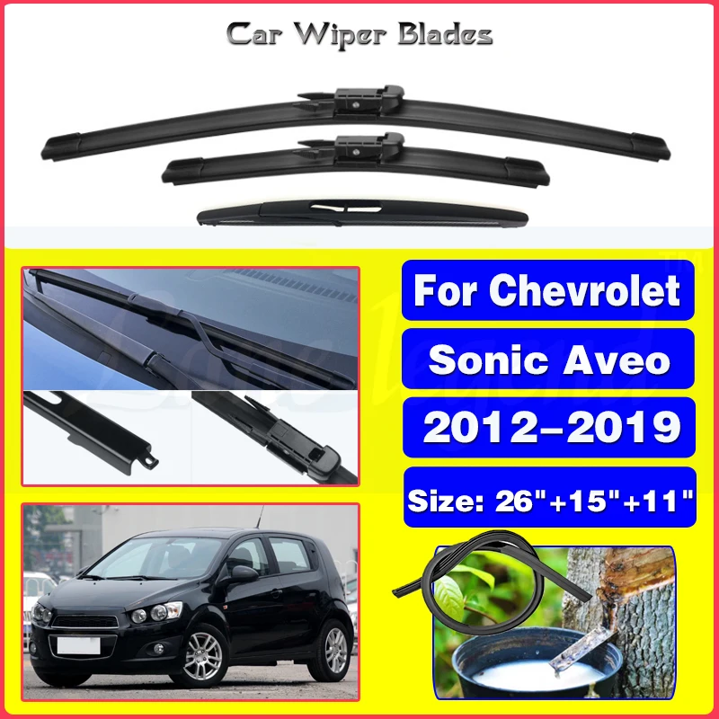 

Wiper Front & Rear Wiper Blades Set For Chevrolet Sonic Aveo 2012-2019 2013 2014 2015 2016 2017 Windshield Windscreen 26"15"11"