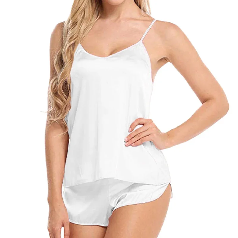 Sexy Women Pajamas Sets Sleepwear For Female Spaghetti Sleeveless Tops + Shorts Home Suit Summer Cami V-Neck Sleepwear Women women pajamas set women pajama suit