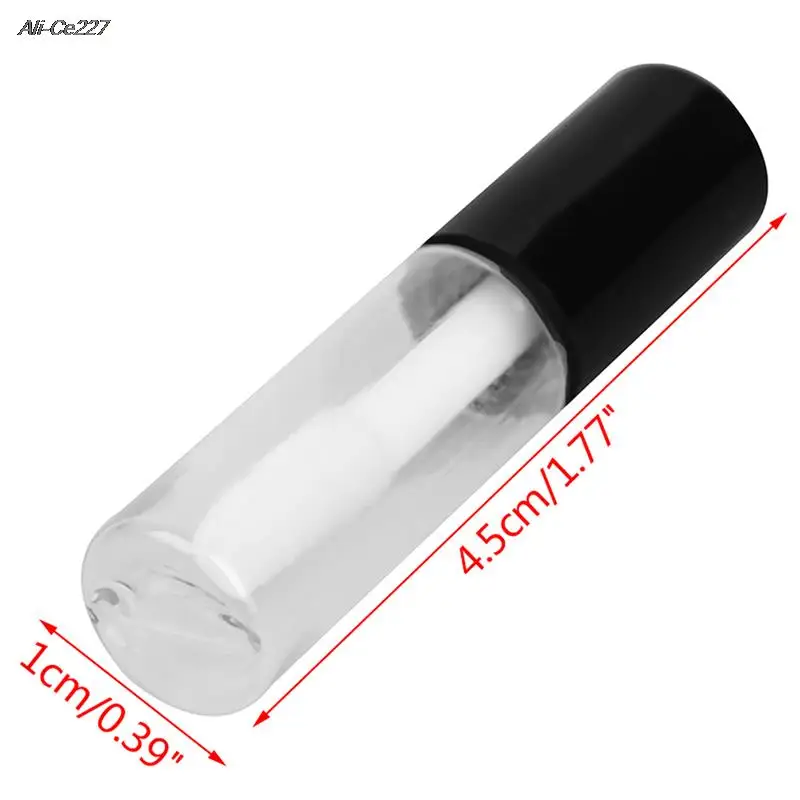 1.2ML 10pcs Rose Gold Empty Lip Gloss Tube DIY Plastic Elegant Liquid Lipstick Container Round mini lipgloss sample bottle Black mini cosmetic bottle