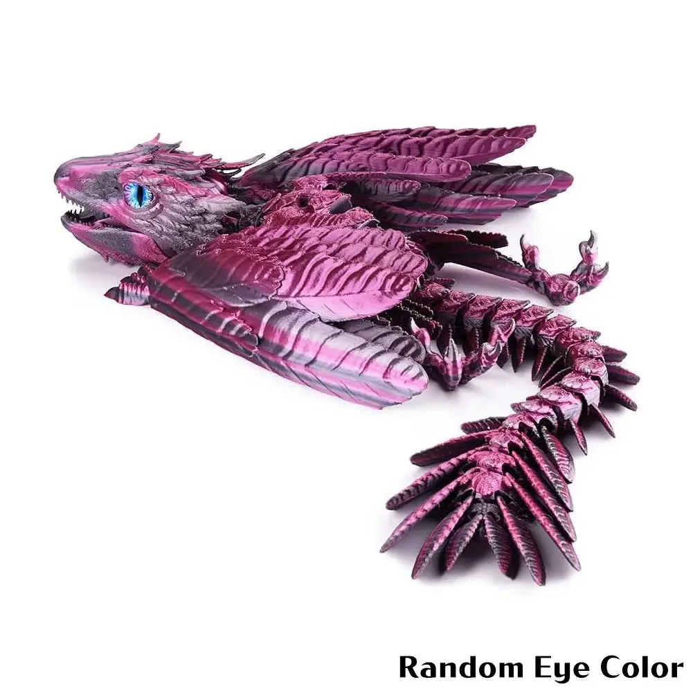 3D Printed Feathered Wyvern Dragon Figurine - Multi-Joint Movable Home Decor Ornament
