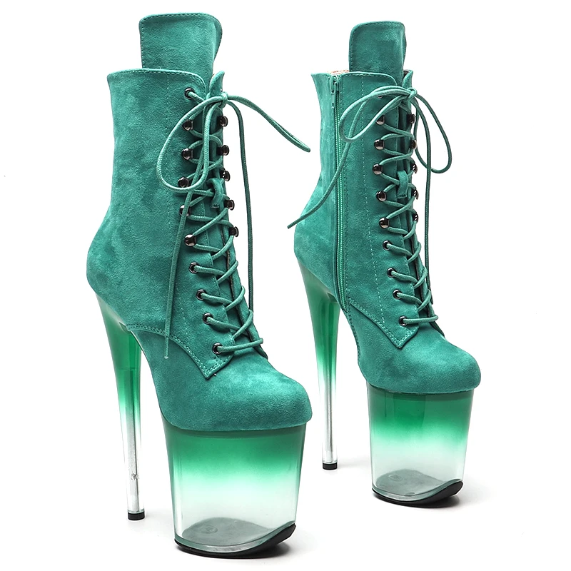 

Leecabe 20CM/8inches Suede Upper High Heel Transparent Gradient Color Platform Pole Dance Boot