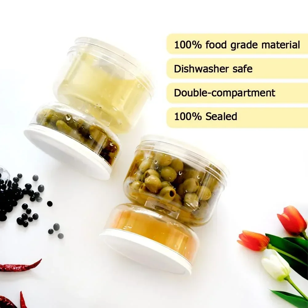 Sealed Jar for Pickle Home Wet and Dry Separation Pickle Jar with Flip Container and Strainer Hourglass Design Olives Container 2