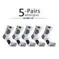 5 Pairs white grey