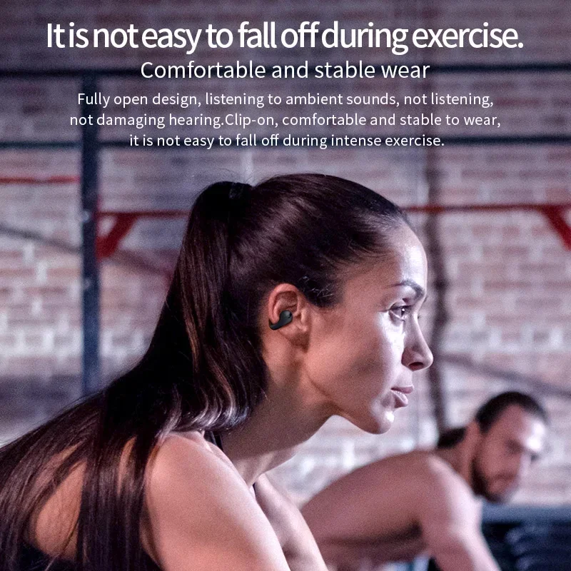 T75 Sport Bone-Conduction Bluetooth 5.3 Earphones HiFi Sound Wireless Headphones Earclip Waterproof Open Ear Headset Earring 3