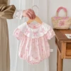 22281-1 Baby Short Sleeve Clothes 2024 Summer New Baby Girl's One Piece Clothes 100 Days Princess Climbing Clothes 1