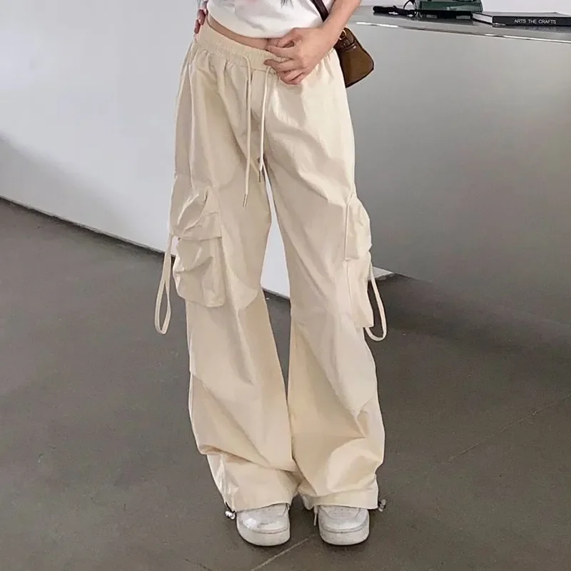 

Hip Hop Y2K Cargo Pants Women Streetwear Harajuku Big Pockets Casual Trousers Korean Loose High Waist Design Solid Pants
