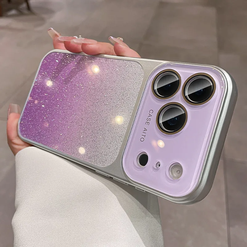 Luxury Gradient Glitter Phone Case With Camera Lens Protection_voghion.com