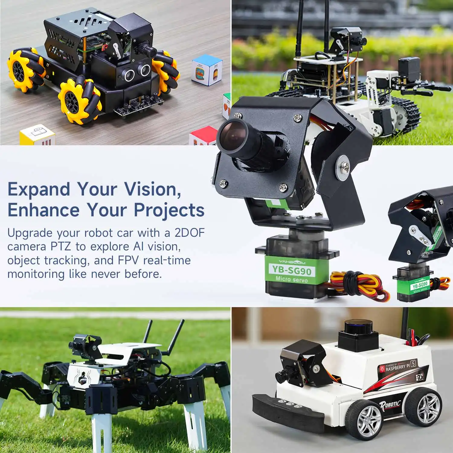 Yahboom 2DOF Camera Platform USB Drive-free Robot Vision Module with High-quality Digital Servo for Jetson Raspberry Pi Board